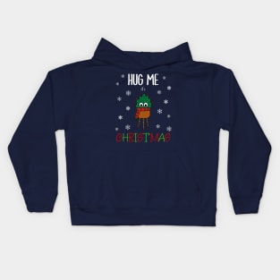 Hug Me It's Christmas - Christmas Cactus With Scarf Kids Hoodie
